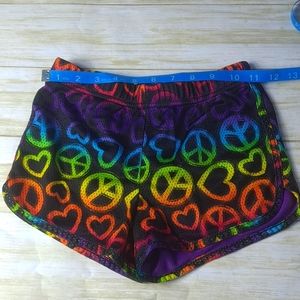 Kids Polyester Rainbow Peace Sign Shorts